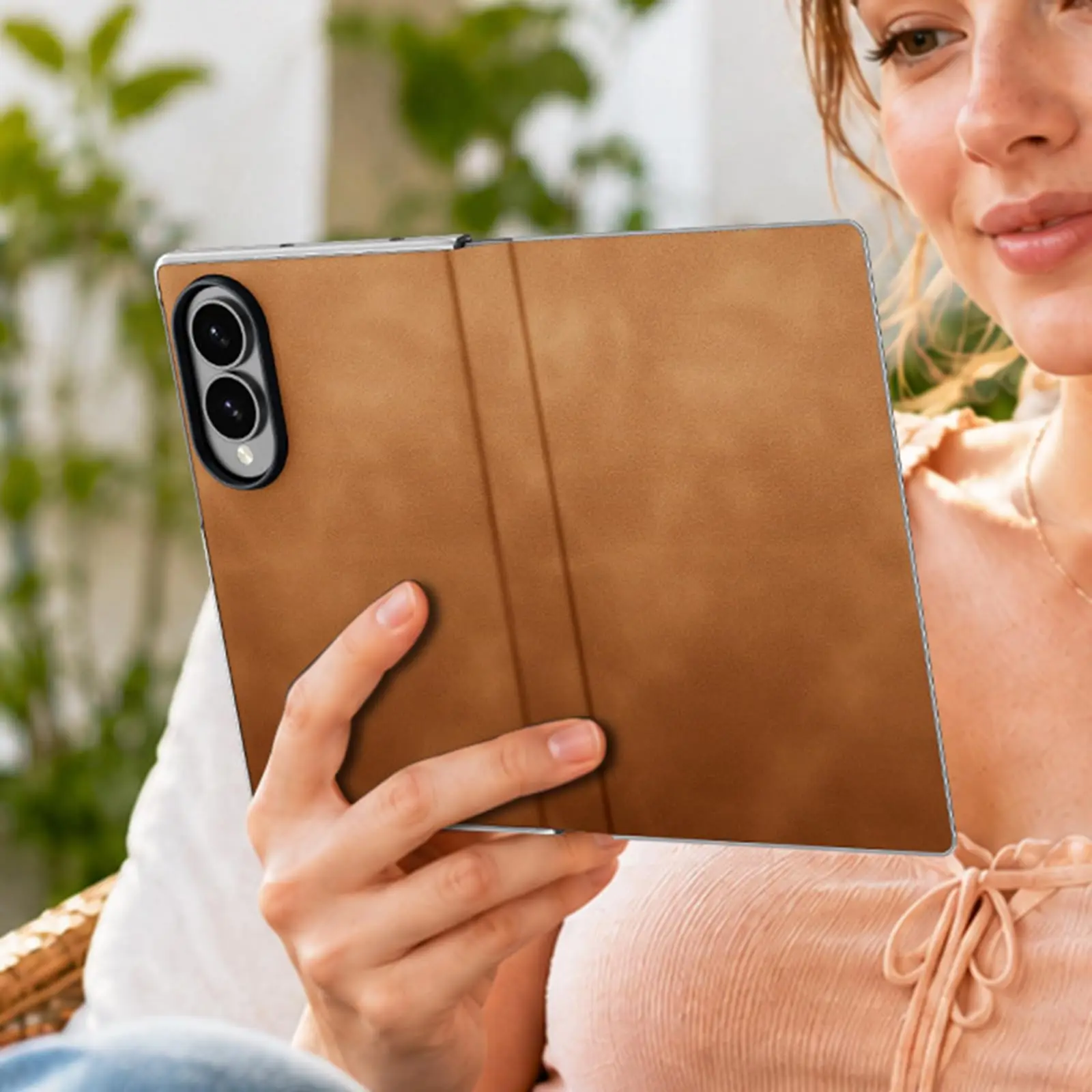 Leather Case for Samsung Galaxy Z Fold 8/Ultra, Frosted Flip Folio, 2-in-1 Kickstand, Light Luxury, Anti-Fall Protective Shell