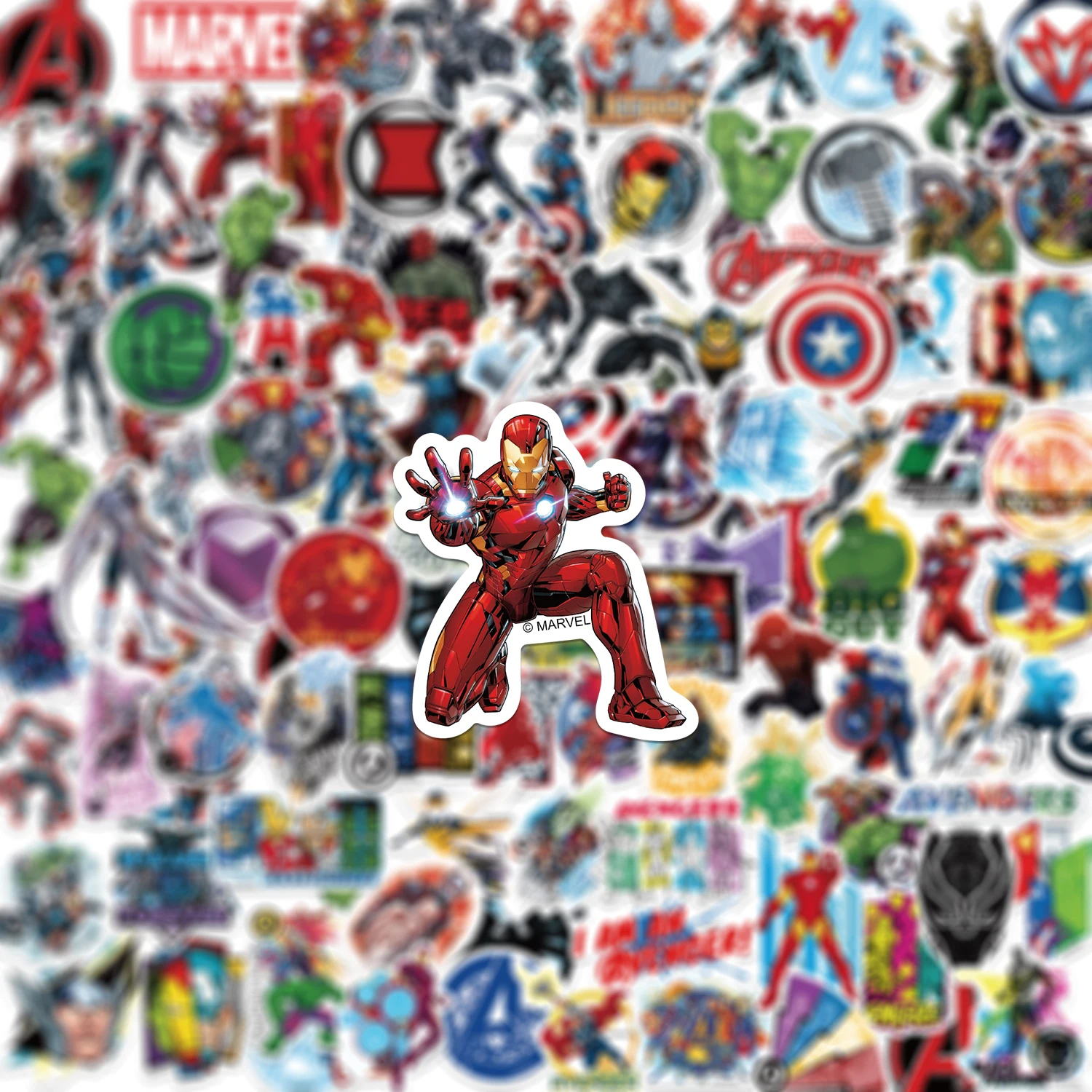 50/100Pcs Disney The Avengers Marvel Stickers for Laptop Phone Snowboard Luggage Fridge DIY Decal Kid Toy Graffiti Sticker Gift