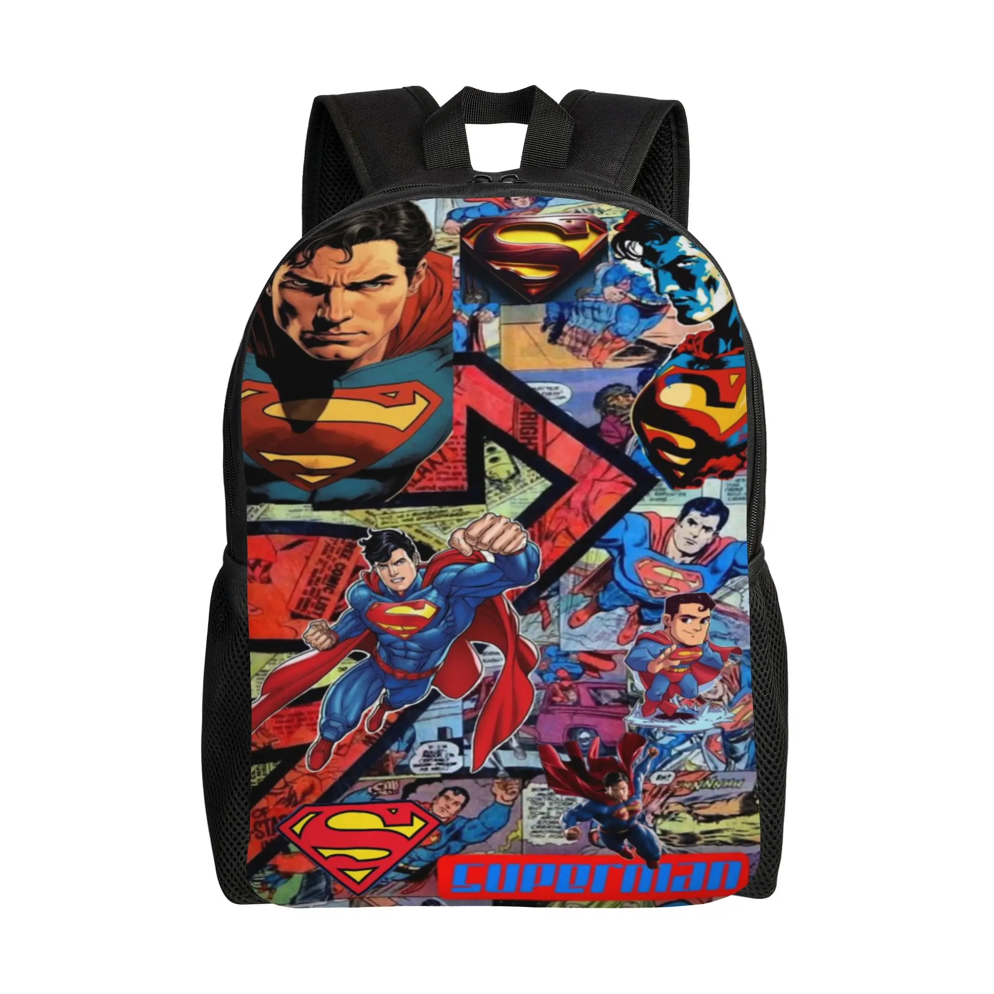 Knapsack Back to school season Dynamic Superman Comics Montage Print  Multi-Function Backpack