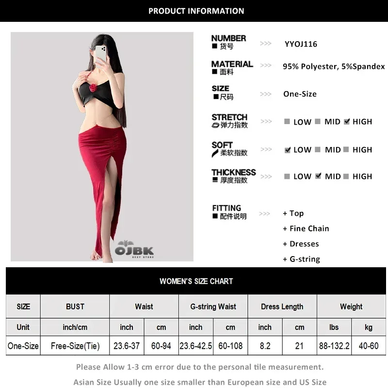 Asia china Japan Korean Paloli Woman Sexy Bra And Pencil Skirt Outfit Gold Chain Decorated Waist Rose Strap Design Fashion