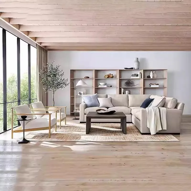 New Chinese style modern minimalist creative linen log retro floor lamp living room bedroom bedside sofa dining room