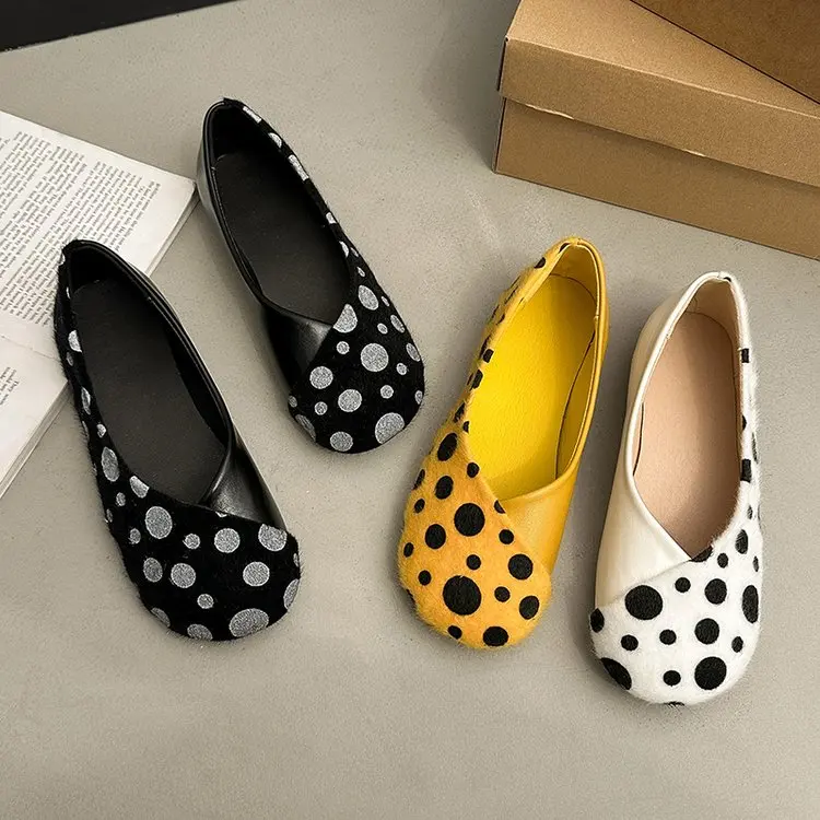 Frühlings-Neuheit: Damen-Flachschuhe mit Runder Spitze, Gepunktetem Wildleder, Bequeme Alltags-Loafer für Büro und Straße – Detail 10