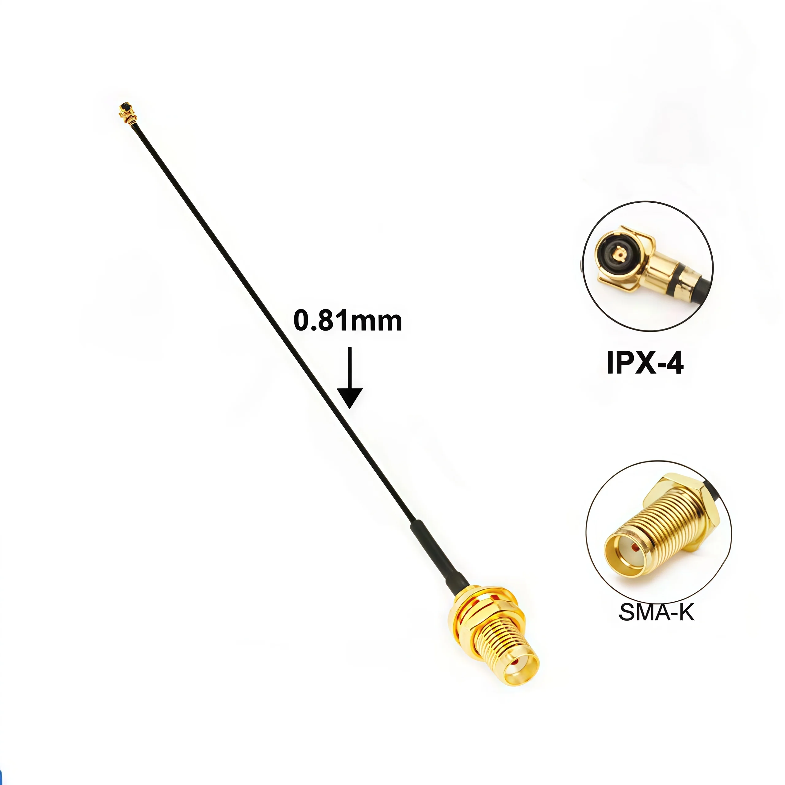 Antenna SMA K a IPEX RG0.81 150mm - alternate angle