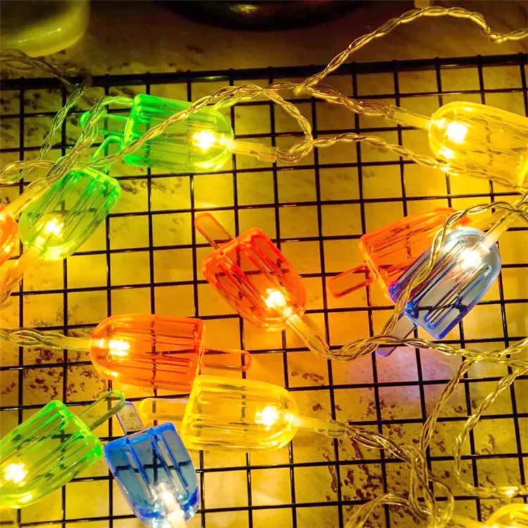 New Led Ice Cream String Fairy Lights Garland Christmas Tree Kids Bedroom Living Room Decor Lamp Patio Wedding Party Outdoor