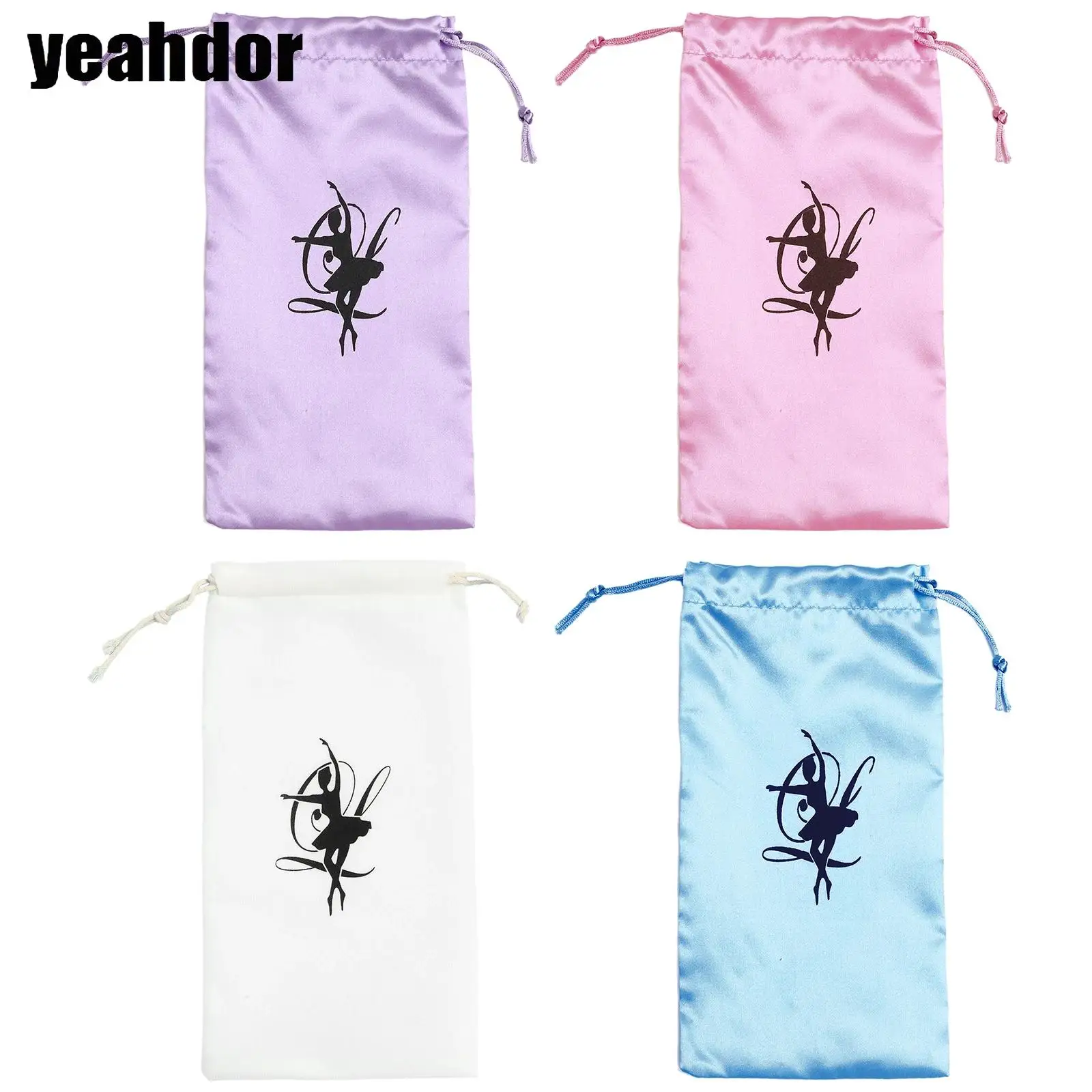 Ballet Shoes Storage Bag for Women Girls Solid Color Printed Drawstring Ballerina Pointe Shoes Bags Dancing Practice Accessorie