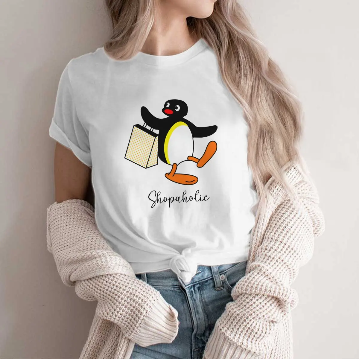 Pingu Polyester TShirt for Women Shopping Soft Summer Tee T Shirt