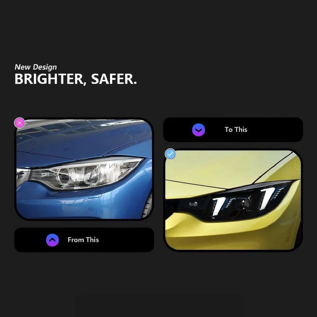 Snake Eye Style Headlight for BMW 4 Series F32 F36 F82 LED Head Lamp 2013-2019 Yellow and White DRL Head Light