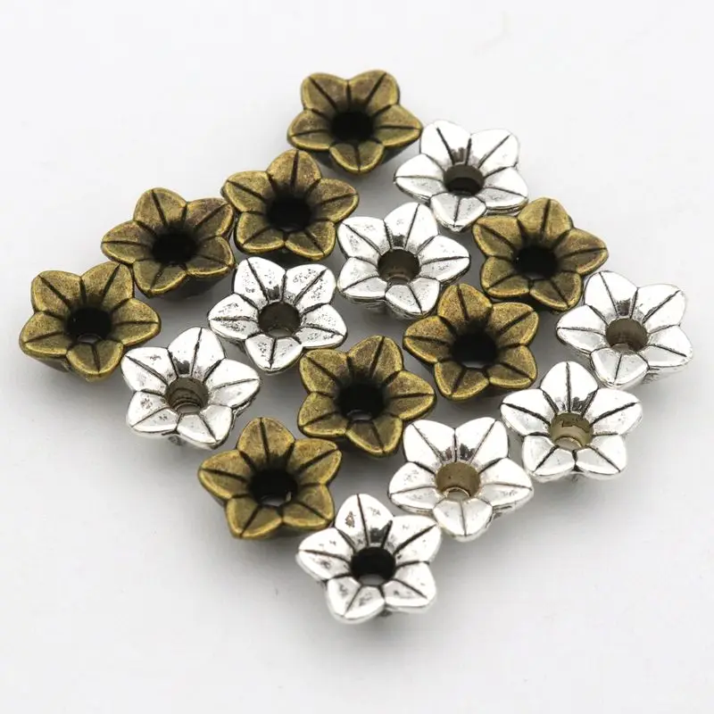 45Pcs 3D Flower Loose Sparer End Bead Caps for Jewelry Making Finding Diy Bracelet Accessories Component Wholesale Supply