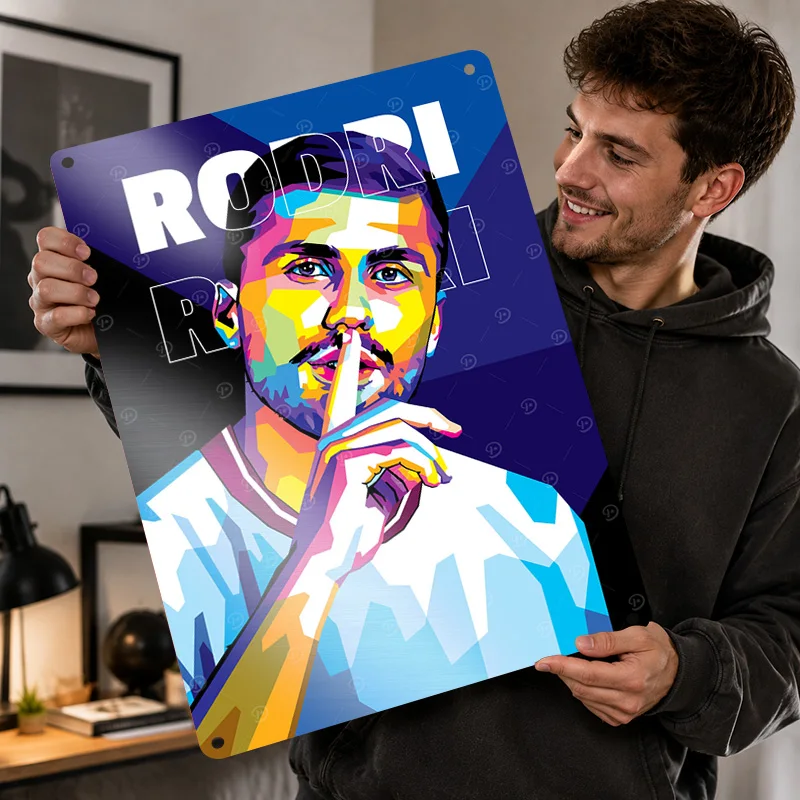 Rodri Aluminum Posters Customized Metal Tin Sign Dynamic Football Legend Wall Art For Sports Lounge Office Or Supporter Gift