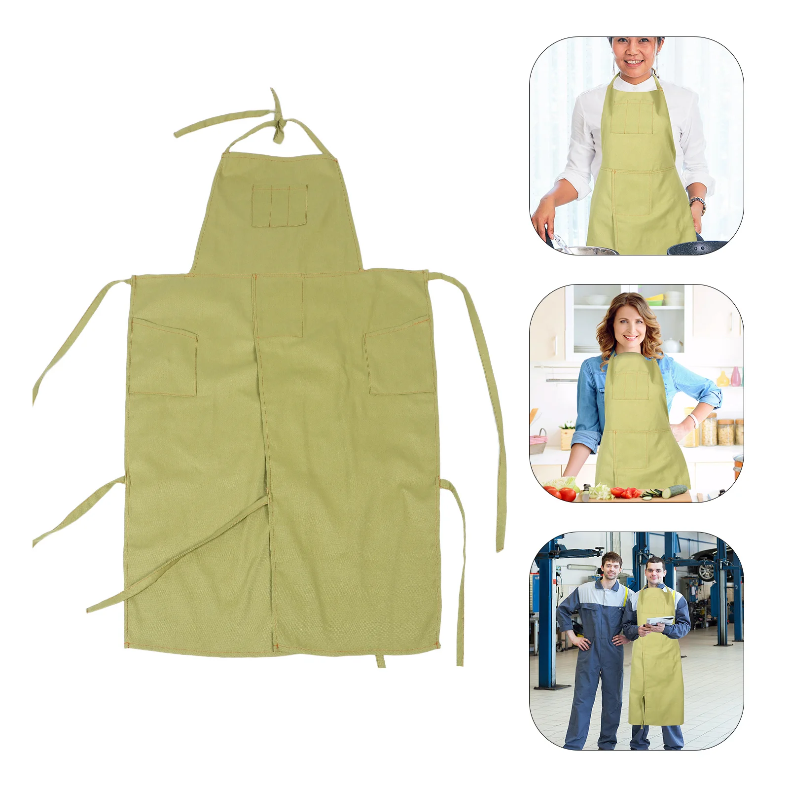 

Long Style Multi Pocket Apron Heavy Duty Split Leg Design Kitchen Workshop DIY Baking Ceramics Crafting Use Chef Apron for Men