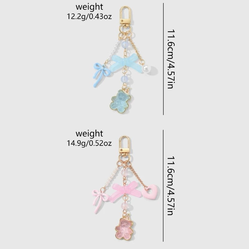 سيارة المفاتيح للنساء الفتيات لطيف حقيبة سلسلة مفاتيح سحر الانحناء الدب القلب المفاتيح اكسسوارات لحقائب الظهر والمحافظ #6