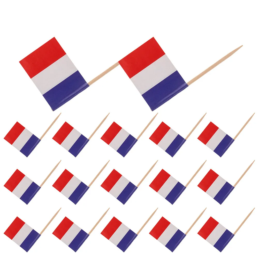 300Pcs Mini French Flag Toothpicks Versatile Food Decoration Picks for Cakes Fruit Platters Cocktails Themed Events Celebration