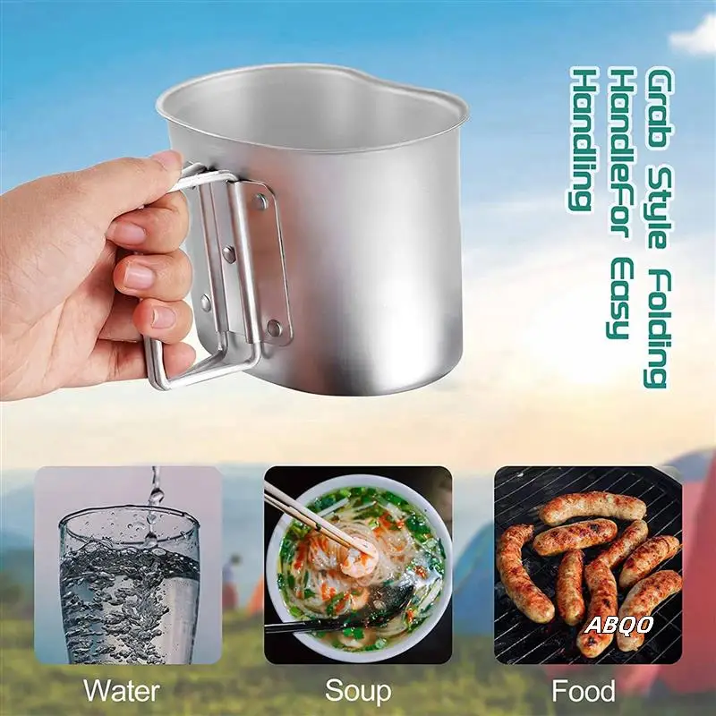 

2X Outdoor Canteen Cookware Set Canteen Cup Portable Water Bottle With Grab Handle Cup For Outdoor Camping Hiking