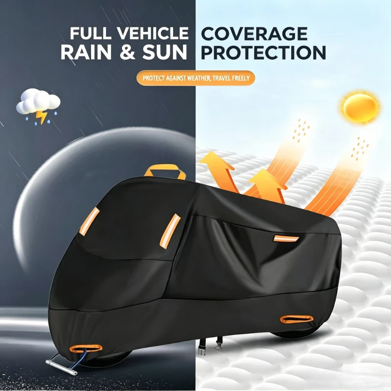 

420D Silver Coated Motorcycle Cover Waterproof UV Protection Dustproof All Weather Scooter Bicycle Protective Cover