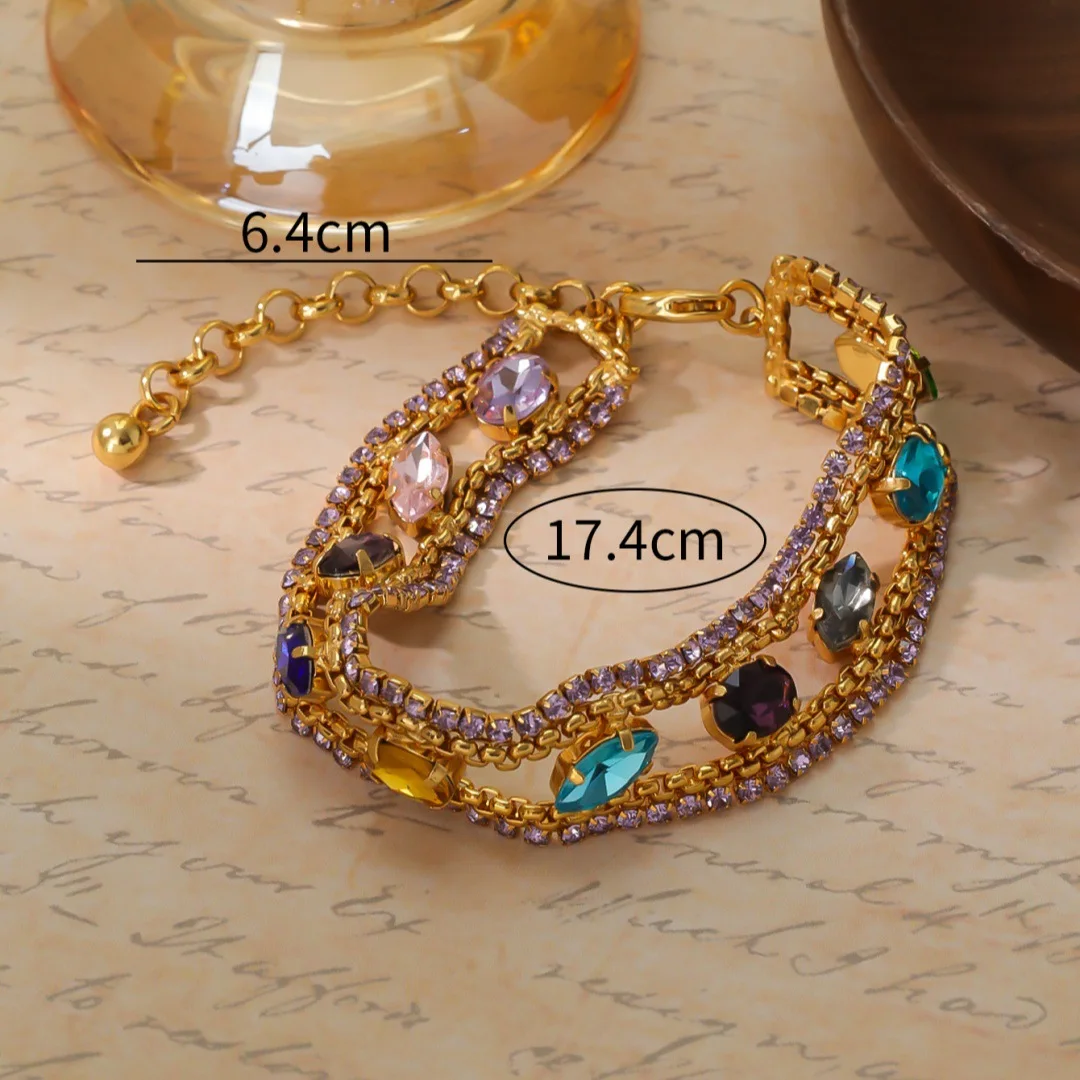 

Europe and America Vintage court-style zircon jewelry bracelet with color retention, fashionable and luxurious jewelry for women