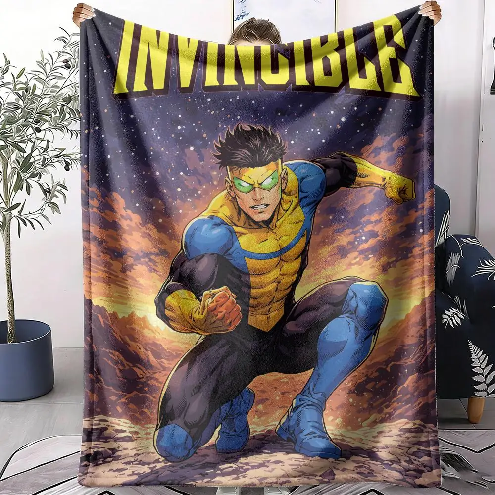 I-Invincible Comics Throw Soft Flannel Throw Summer AC Blanket Lightweight Cool Nap Blanket for Sofa Bed Couch Travel