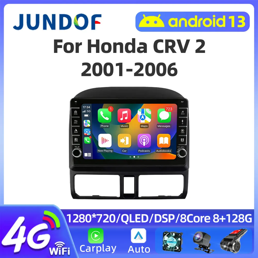 

Jundof AI Voice Radio For Honda CR-V CRV 2 2002-2006 Stereo Head Unit Android Auto Car Multimedia Video Player Carplay GPS 2din