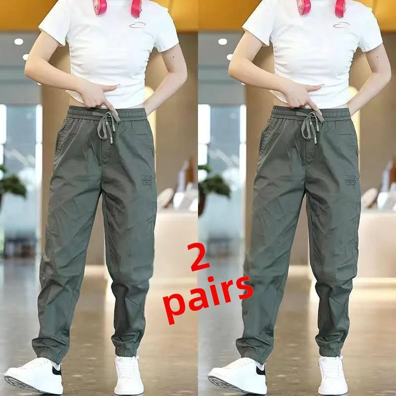 Men's Casual Loose Fit Thin Elastic Work Trousers Spring Autumn Construction Site Harlan Long Pants Breathable Wearable