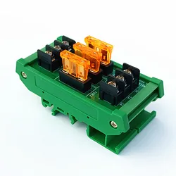 DIN Rail Mount Fence type terminal 3 Channel Fuse Interface Module, For Mini Medium Small Universal Car Fuse AC/DC 5~32V.