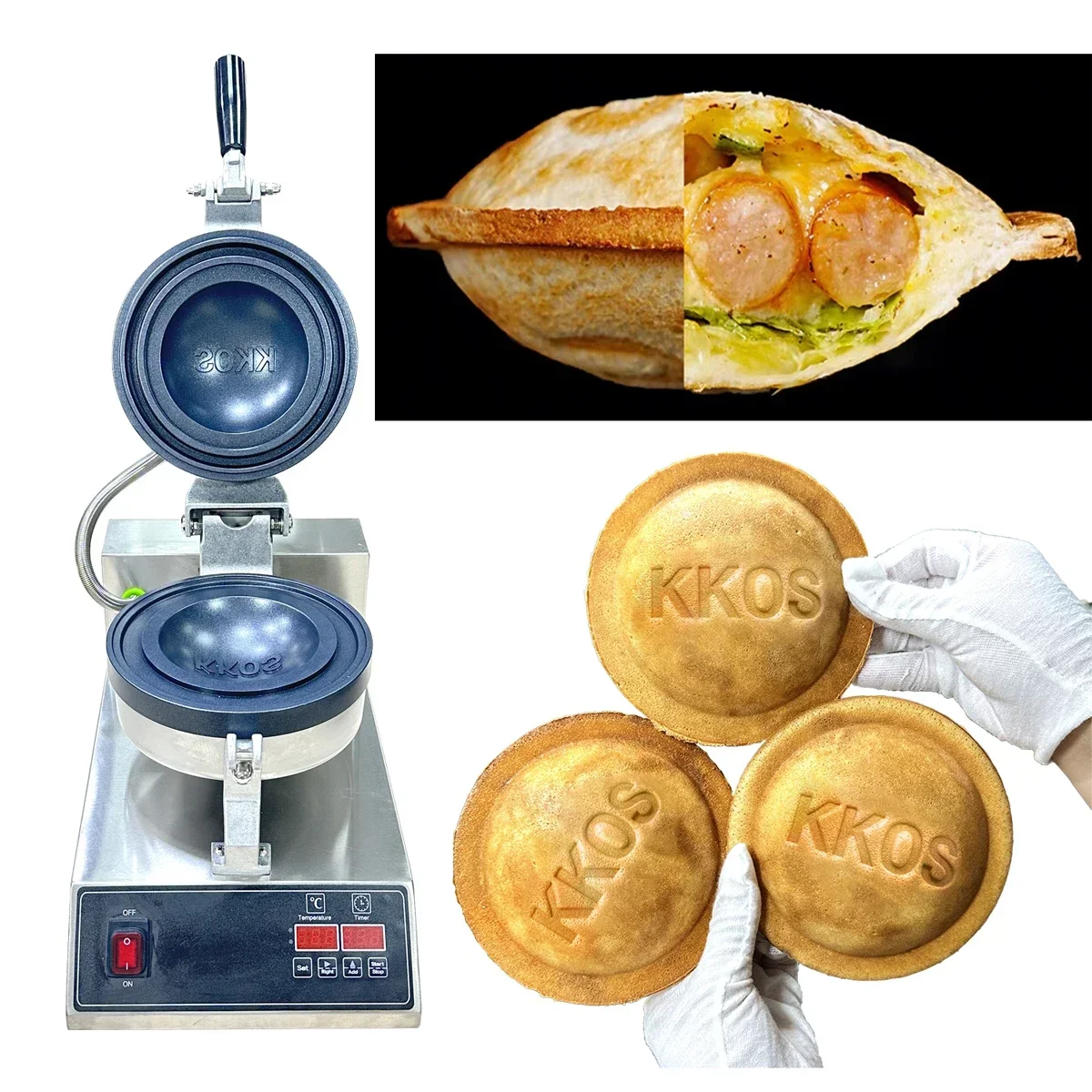 UFO Burger Machine with Gelato Panini Sandwich Press Baking Machine Hamburger Bun Toaster Bread Maker with CE