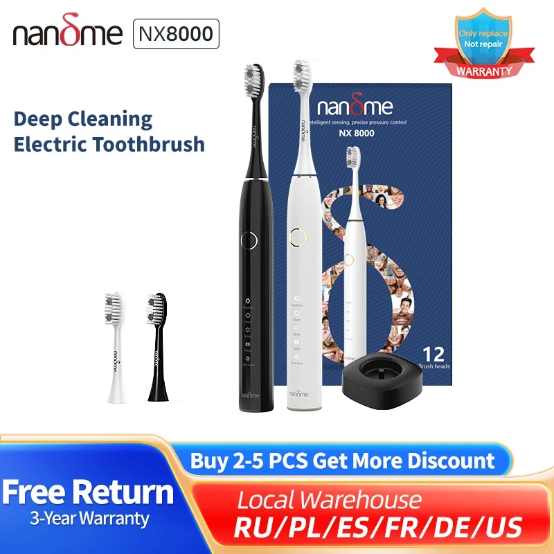 Nandme NX8000 Smart Sonic Electric Toothbrush IPX7 Waterproof Micro Vibration Deep Cleaning Whitener Without Hurting Teeth