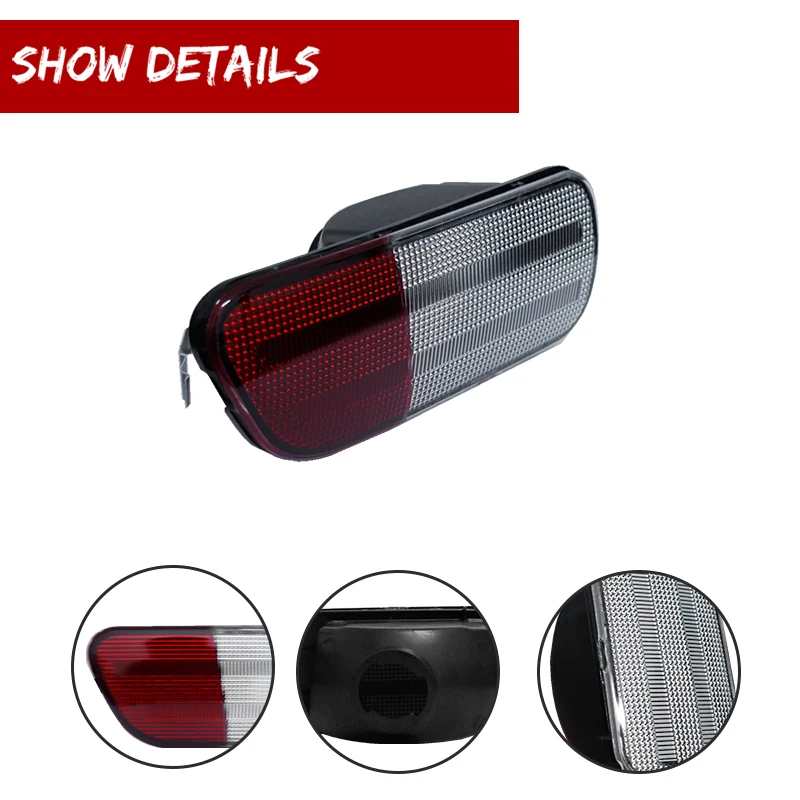 Smoked Lens Car Rear Bumper Reflector Backup Reverse Light Cover Housings Kit For 2006-2010 Chrysler PT Cruiser, No Bulb/Socket