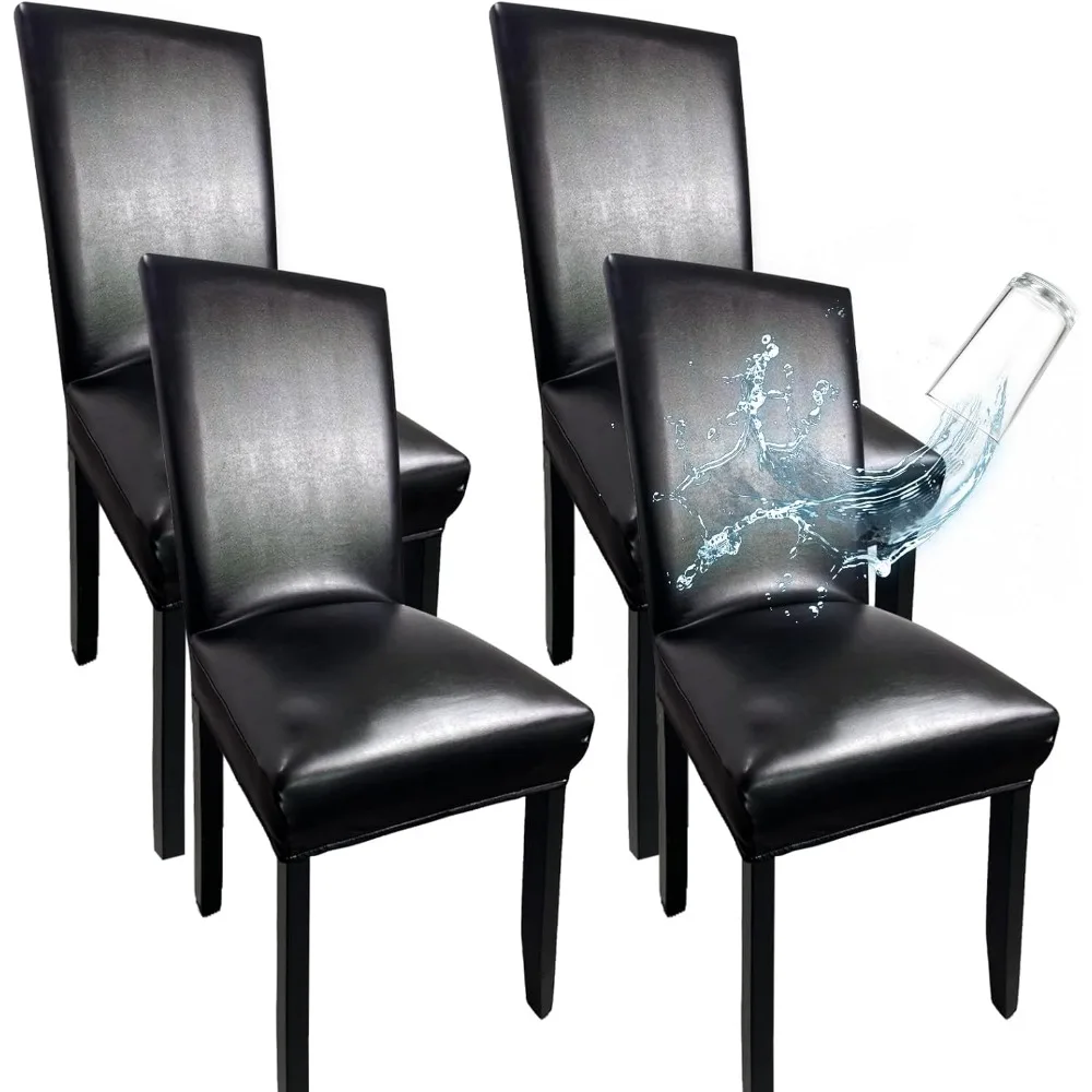 

Набор из 4-эластичных водонепроницаемых чехлов для обеденных стульев, утолщенных и моющихся для кухонных стульев.