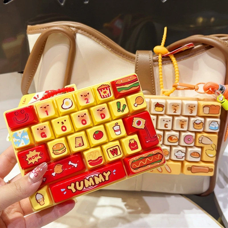 Keyboard Fidget Keychain Clear Jelly Mechanical Clicker Toy For Stress Relief Anxiety Cute Anime School Bag Charm Gifts For Boys