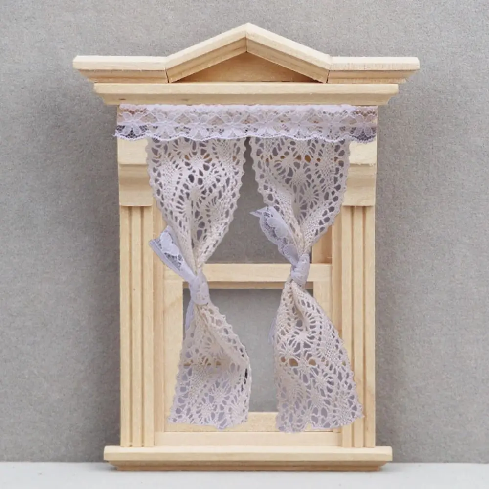 Lace Dollhouse Miniature Curtain 1:12 Doll House OB11 Dollhouse Decor Accessories Flower Curtain 1/12 Scale