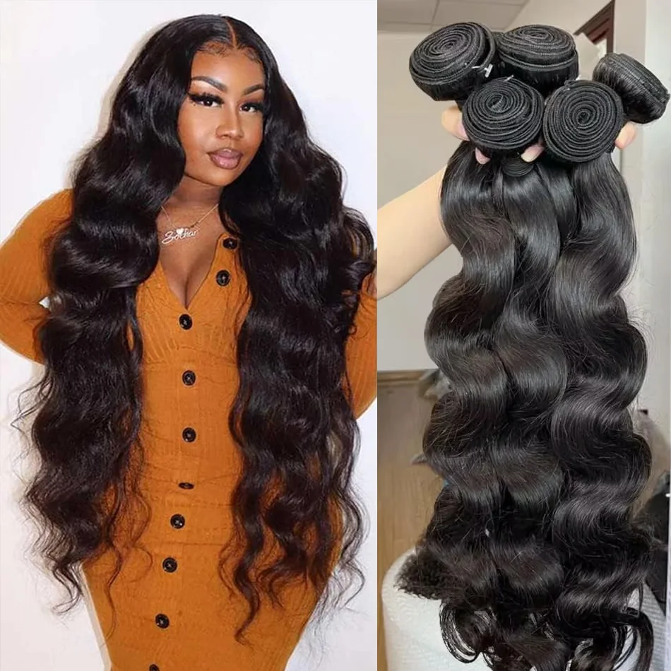 28 30 32 pulgadas onda del cuerpo 1 3 4 mechones brasileño Remy 100% cabello humano virgen sin procesar ondulado paquetes dobles extensiones de tejido