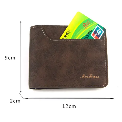 Imagen 2 del producto Nuevas carteras cortas para hombre, tarjetero Simple Retro, monedero para hombre, tarjetero de cuero PU de alta calidad, cartera informal de moda para hombre