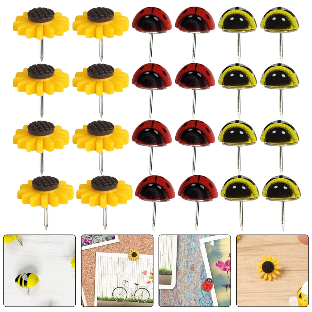 30 Pcs Tack Thumb Tacks Flat Push Pins for Cork Board Compact Pushpins Map Accessories Daily Use Thumbtacks Desk