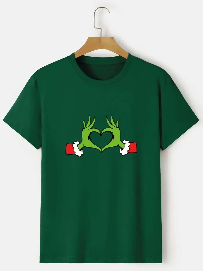 Grinch Heart Tee,Print T-Shirt for Men\'s Casual Crew Neck Short-Sleeve Fashion Summer T-Shirts Tops,Regular and Oversize