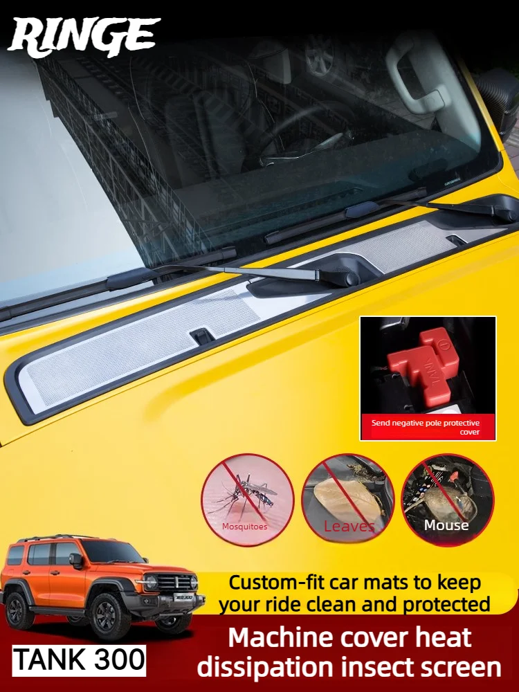 For GWM TANK 300 Hood Bug Screen Protector, Front Grille Insect Mesh Cover, Engine Cooling Air Intake Guard
