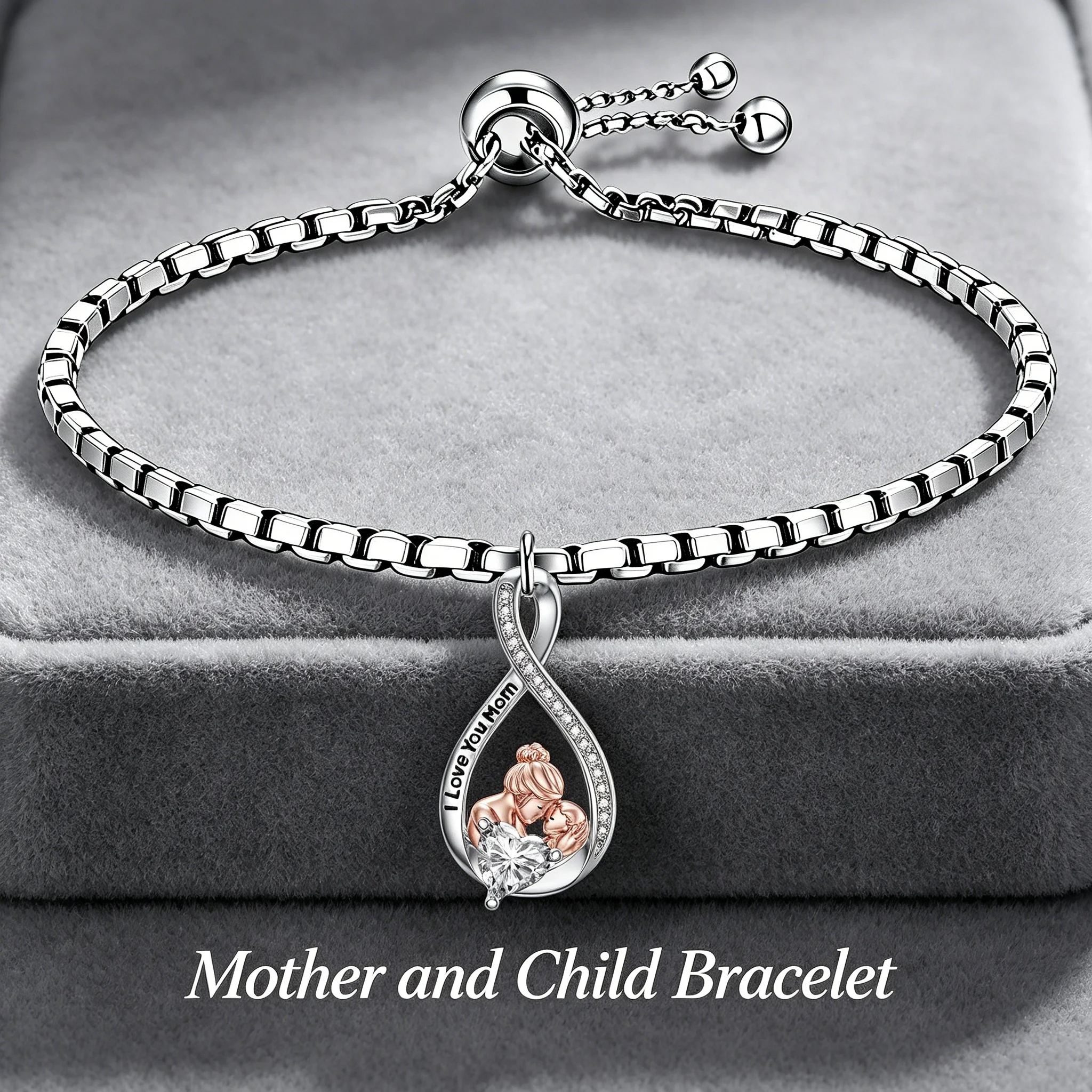 I Love You Mom Mother Child Bracelet Mother's Day Gift for Mom Women Casual Daily Wear