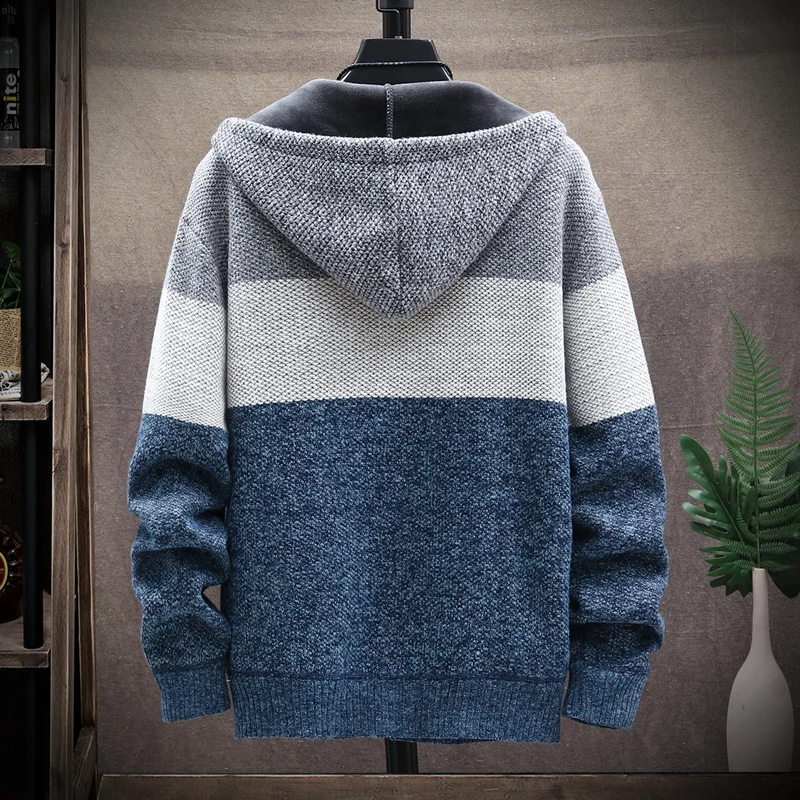 Men Sweaters High Quality Thicken Warm Men Hooded Cardigan Knitted Autumn Winter Slim Fit Casual Sweater Comfortable Jacket Male