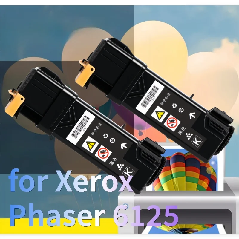 

2PCS Black Toner Cartridge Compatible for Xerox Phaser 6125 Printer Reset Powder Refill Color Toner Cartridges