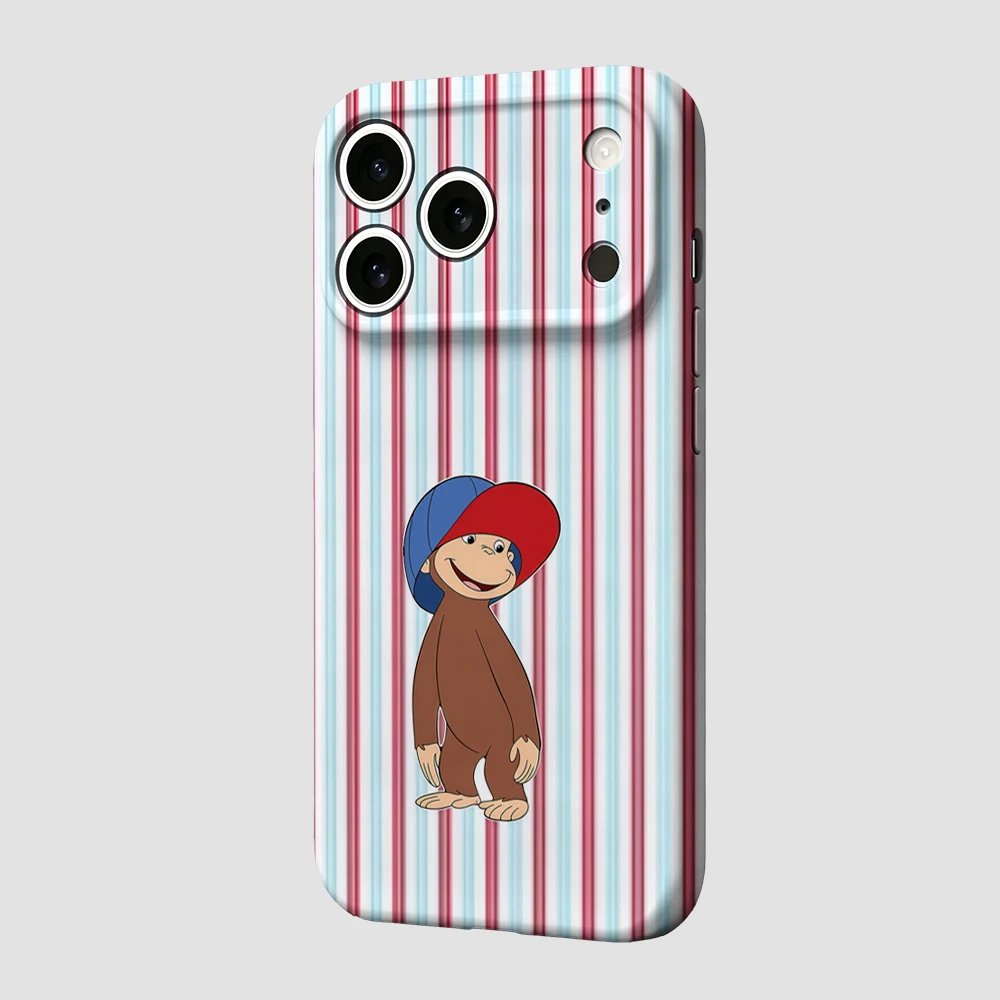 Monkey Blue Red Hat Phone Case For iPhone 17 16 15 14 13 12 11 Pro Max Air 16e 7 8 Plus XS Max X XR Hard PC Bumper Cover - view 3