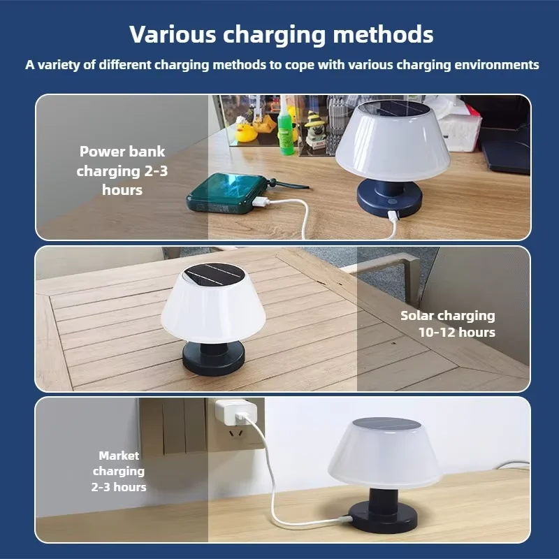 Outdoor Solar Table Lamp Waterproof Garden Indoor Desk Solar Read Lamp Dimmable Cordless Night Light Easy To Use