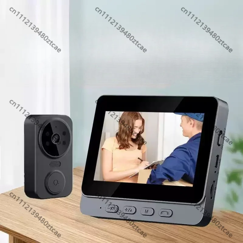 Visual Door Peephole Doorbell, Security Camera for Anti-theft Door, No Wiring & No Drilling Door Viewer, Button Activated Video