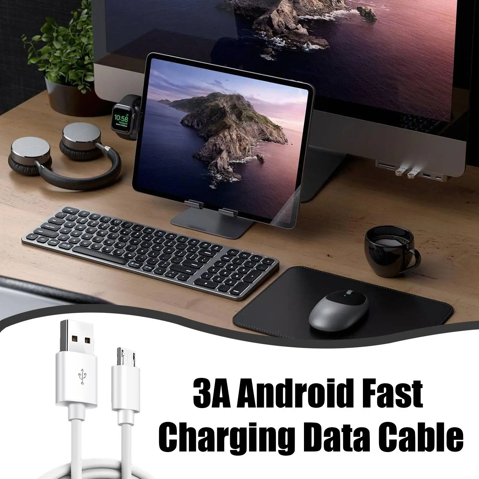 USB 2.0 Type B Charger Cable 10ft Thick Cord 480Mbps Fast Charging & Data S ync Wire For Smartphones Digital Devices Home Office