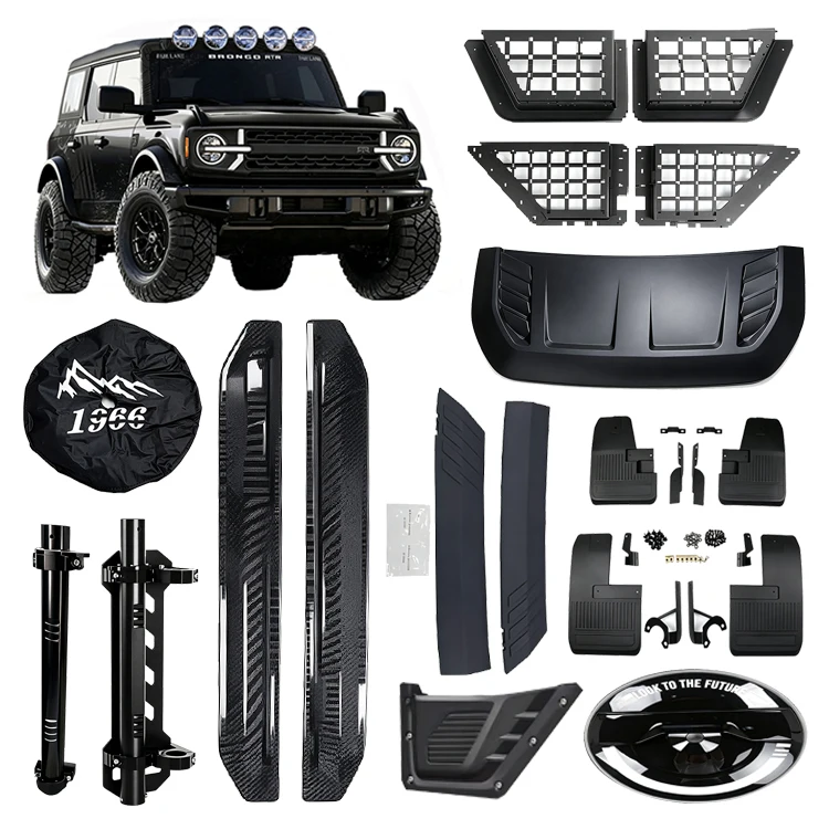 Car Interior Exterior Accessories Modification Trim Kit Floor Mats Hood Cover Spare Tire Cover For Ford Bronco 2021+ Customized