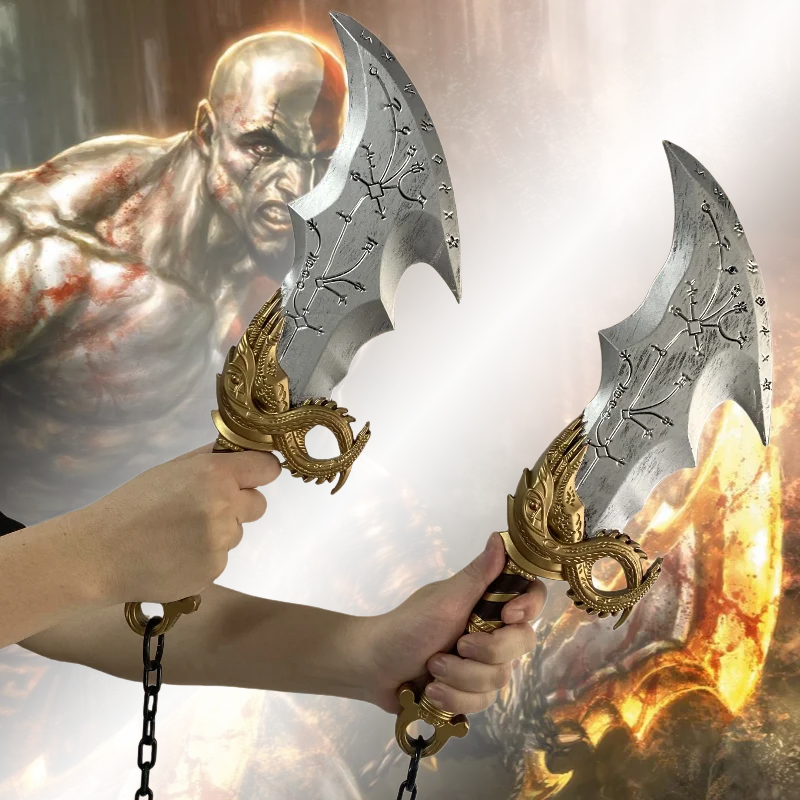 

17,7 дюйма/45 см Катана Кратоса из God of War 4, аниме-реквизит для косплея, меч «Клинки Хаоса», полноразмерная японская катана из полиуретана, игрушечная самурайская сабля