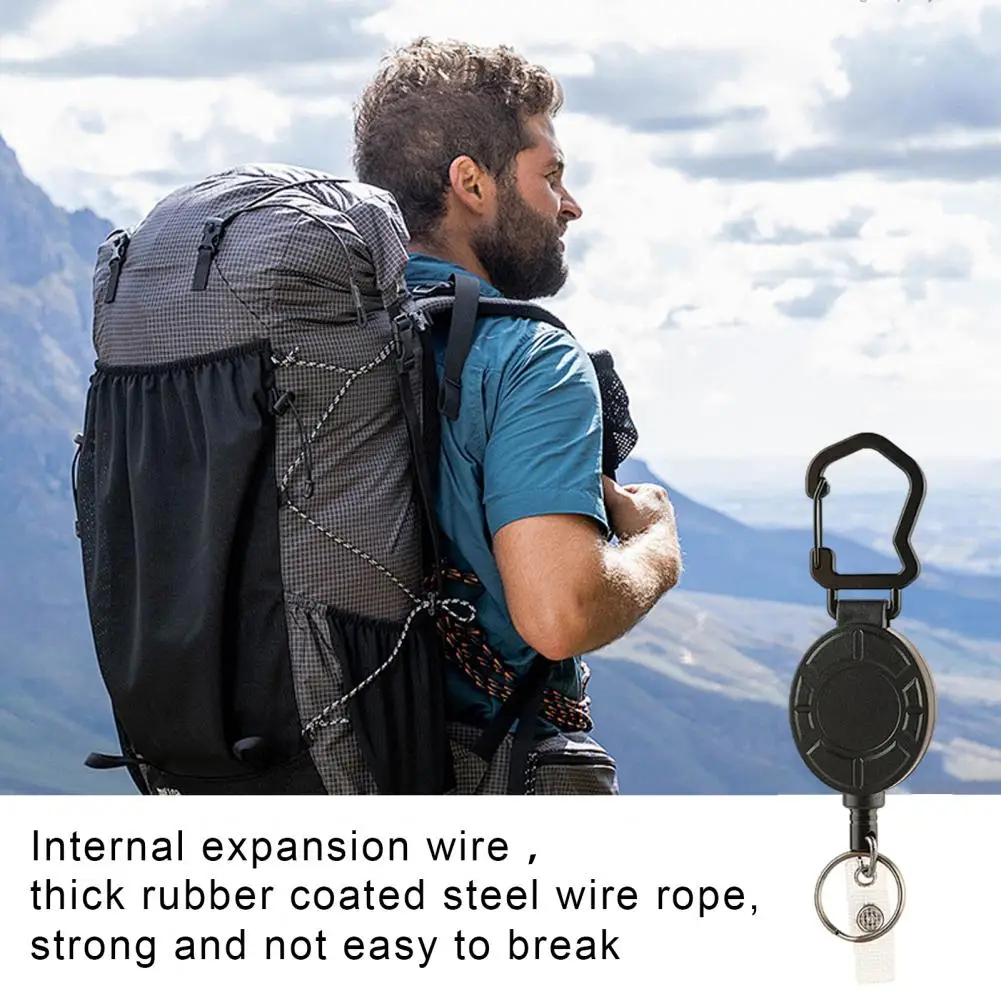 Retractable Key Reel Durable Magnetic Suction Carabiner Keychain with Retractable Wire Rope Heavy Duty Zinc Alloy for Everyday