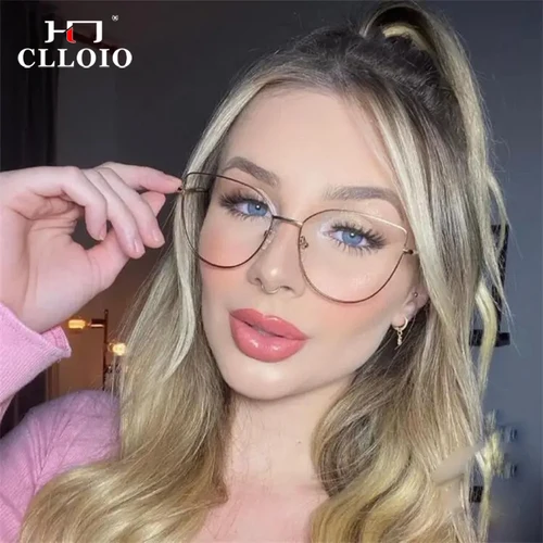 Imagen 2 del producto CLLOIO, gafas de lectura con montura grande a la moda para mujer, gafas de ordenador antirayos azules, gafas ópticas graduadas para miopía e hipermetropía