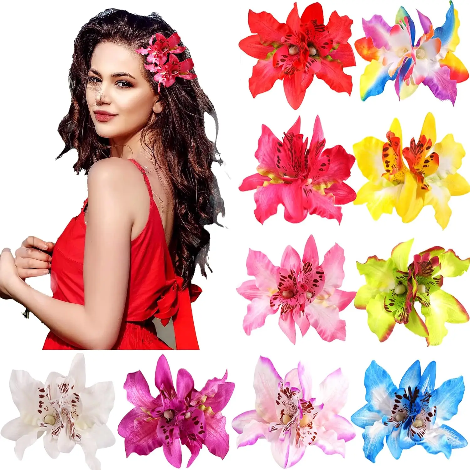 Fashion Simulated Flower Hair Clips Hairpins for Women Orchid Floral Barrettes Clips for Girls Ladies Korean Hair Accessories