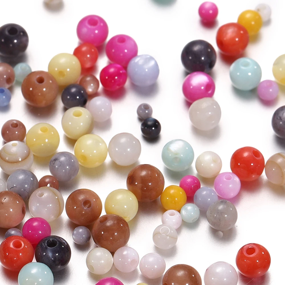 

2/3/4mm Colourful Shell Beads Round Loose Spacer Pearl Beads For Bracelet Jewelry Making Findings DIY Handcraft Accessories