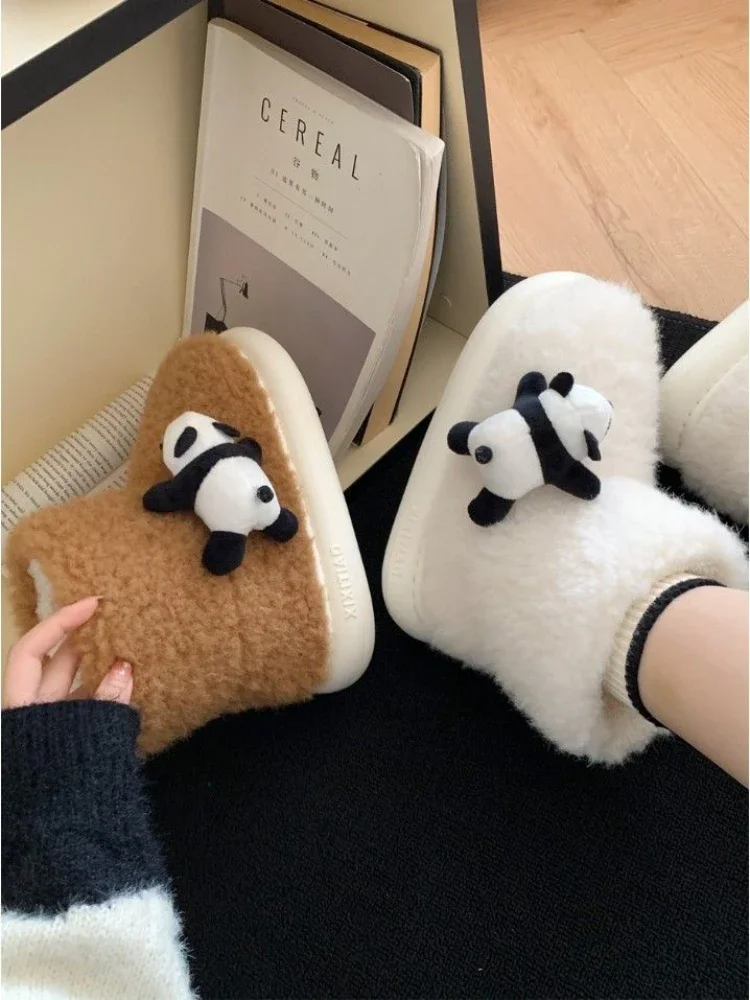 Winter Cute Bear Lamb Fur Fashion Snow Boots Women New Warm Non-slip Plus Cashmere Shoes Female Casual Thickened Cotton Shoes