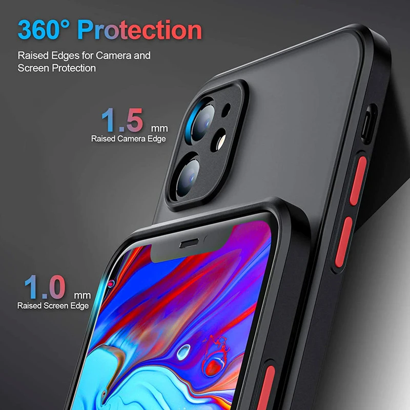 Simple Matte Bumper Phone Case for iPhone 15 14 13 12 11 Pro XR X XS Max SE 6 8 7 Plus Shockproof Soft TPU Silicone Clear Cover