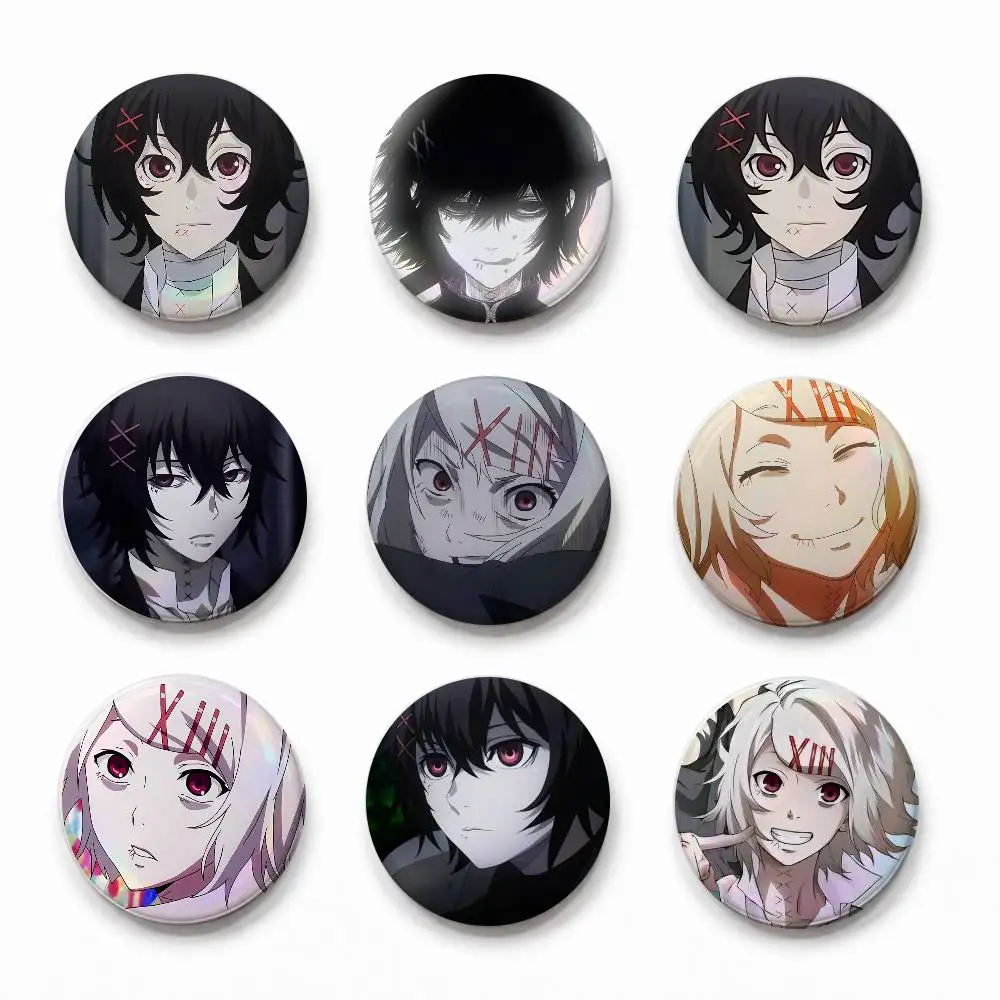 A-Juuzou Suzuya Ans-imes- Round Button Badge Pin Set Anime Cartoon Game Music Cool Fashion Brooch For Backpack Clothes Hat